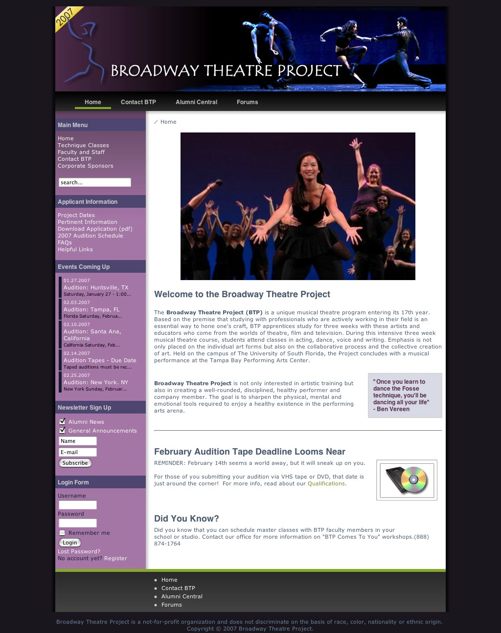 broadwaytheatreproject.com Website snapshot